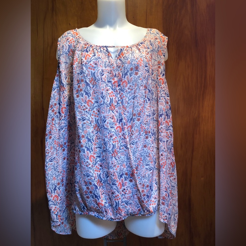 Daisy Fuentes 3X Gauzy Blouse Floral Pattern PF
